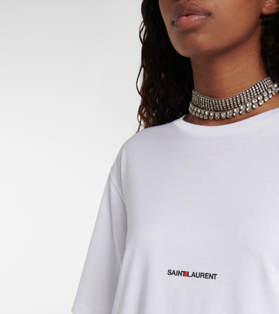 Saint Laurent Cotton T-shirt With Frontal Iconic Print In White