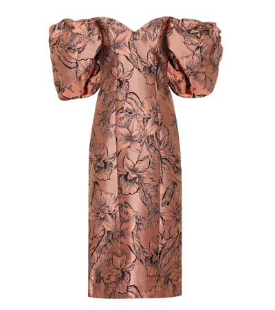 Shop Johanna Ortiz Synchronicity Silk-blend Midi Dress In Brown