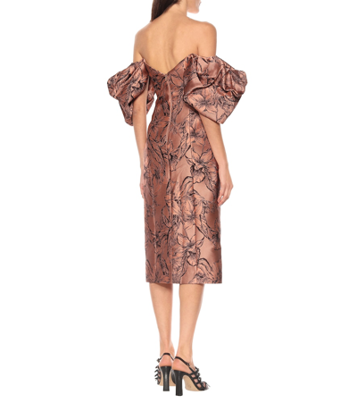 Shop Johanna Ortiz Synchronicity Silk-blend Midi Dress In Brown
