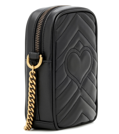 Shop Gucci Gg Marmont Mini Crossbody Bag In Black