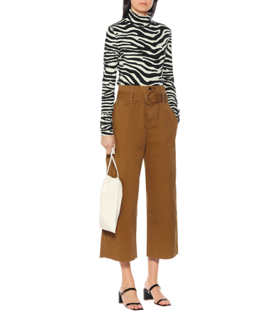Shop Proenza Schouler White Label Belted High-rise Wide-leg Pants In Brown