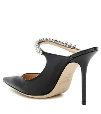 Jimmy Choo Bing 100 Crystal-embellished Patent-leather Mules In Black