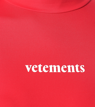 Shop Vetements Logo Turtleneck Top In Red