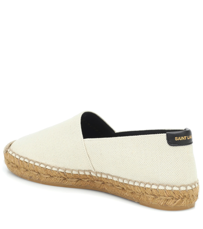 Shop Saint Laurent Embroidered Canvas Espadrilles In Beige