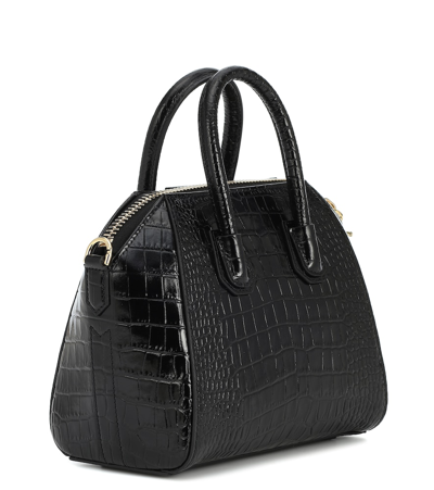 Shop Givenchy Antigona Mini Embossed Leather Tote In Black