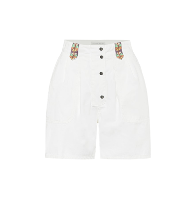 Shop Etro High-rise Cotton Shorts In White