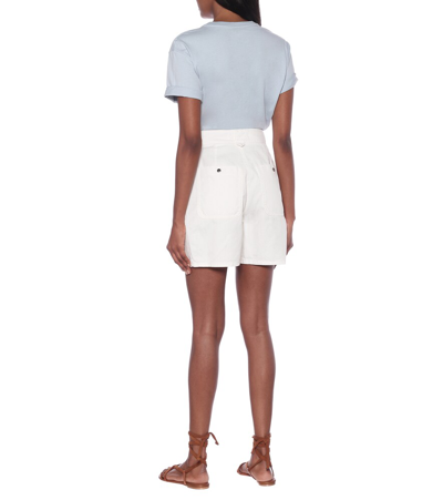 Shop Etro High-rise Cotton Shorts In White