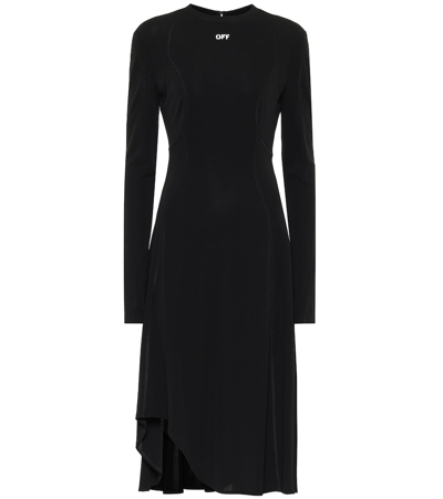 Shop Off-white Logo Stretch-jersey Dress In Black