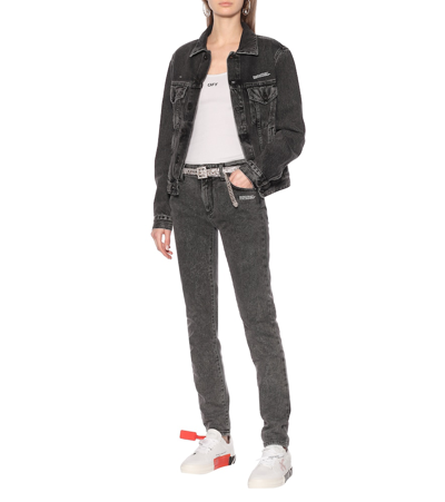Shop Off-white Mid-rise Skinny Jeans In Black