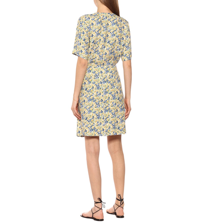 Shop Apc Christa Floral Crêpe De Chine Skirt In Blue