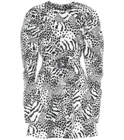 Shop Rotate Birger Christensen Tara Taffeta Zebra-print Minidress In White