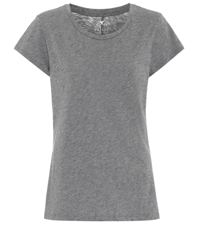 Shop Velvet Odelia Cotton-blend T-shirt In Grey