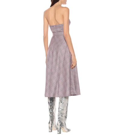 Shop Rotate Birger Christensen Peggy Checked Bustier Midi Dress In Pink