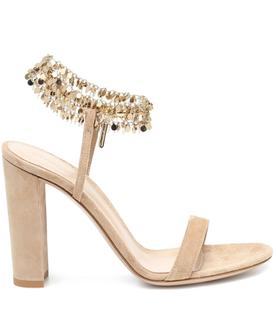 Shop Gianvito Rossi Tebe 100 Suede Sandals In Beige