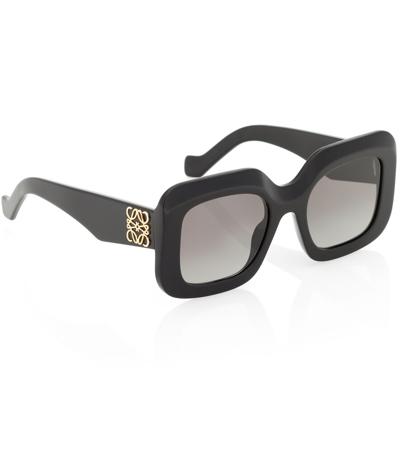 Shop Loewe Anagram Square Sunglasses In Shiny Black