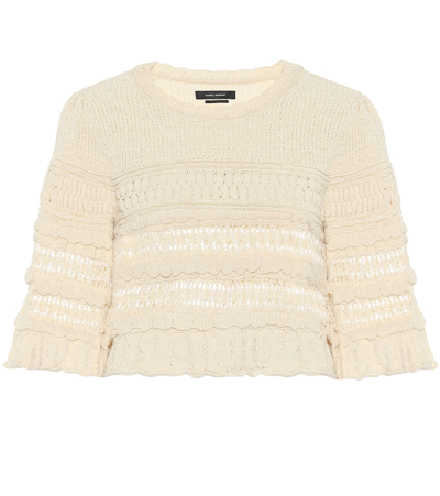 Shop Isabel Marant Friz Cropped Cotton-blend Sweater In Beige