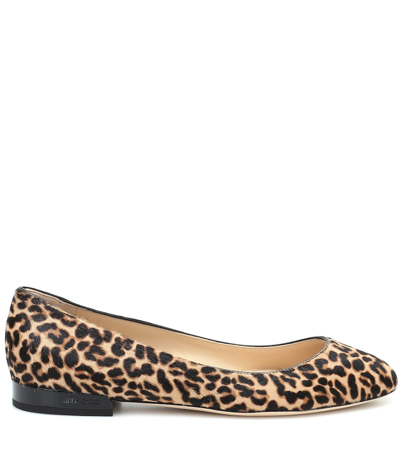 Shop Jimmy Choo Jessie Calf-hair Ballet Flats In Brown