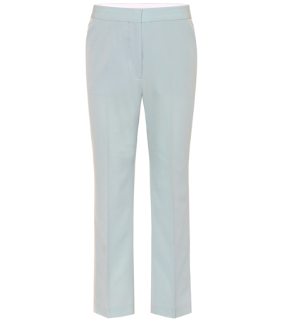 Shop Stella Mccartney Mid-rise Straight Cotton Pants In Blue