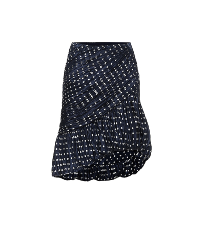 Shop Tory Burch Polka-dot Silk Skirt In Blue