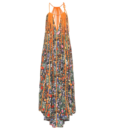 Shop Stella Mccartney Klara Floral Pleated Silk Maxi Dress In Multicoloured