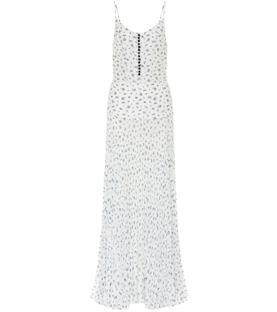 Shop Chloé Floral Silk Maxi Dress In Whitegrey