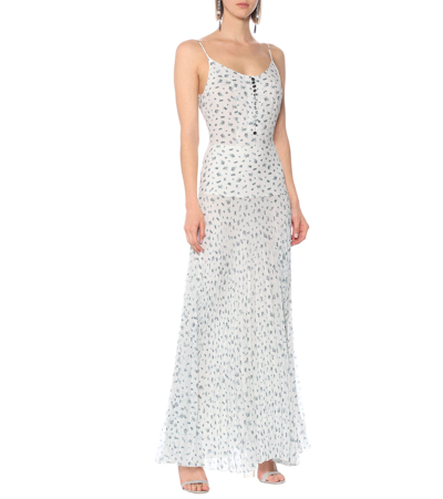 Shop Chloé Floral Silk Maxi Dress In Whitegrey