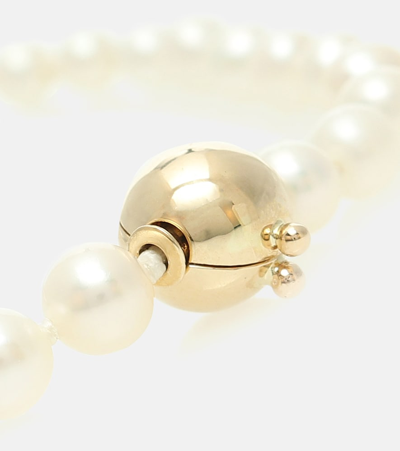 Shop Sophie Bille Brahe Petite Peggy 14kt Gold And Pearl Bracelet In White