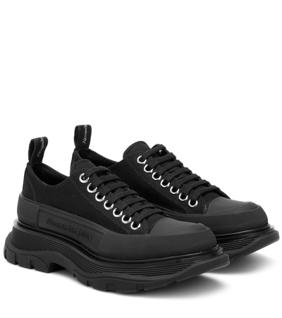 Shop Alexander Mcqueen Tread Slick Canvas Sneakers In Black