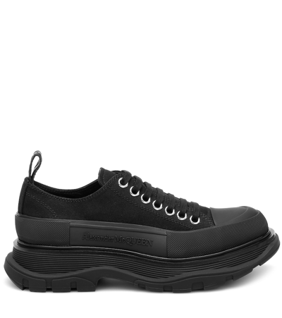 Shop Alexander Mcqueen Tread Slick Canvas Sneakers In Black