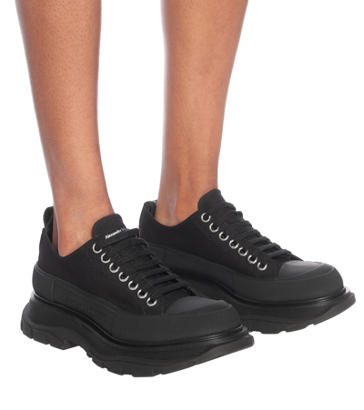 Shop Alexander Mcqueen Tread Slick Canvas Sneakers In Black