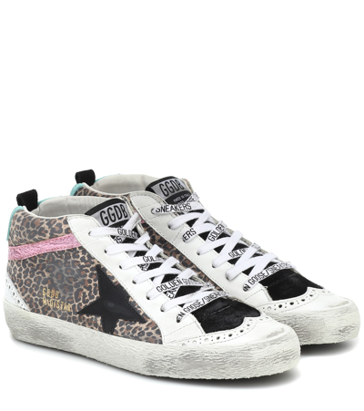 Shop Golden Goose Mid Star Leopard-print Sneakers In Beige