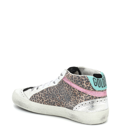 Shop Golden Goose Mid Star Leopard-print Sneakers In Beige