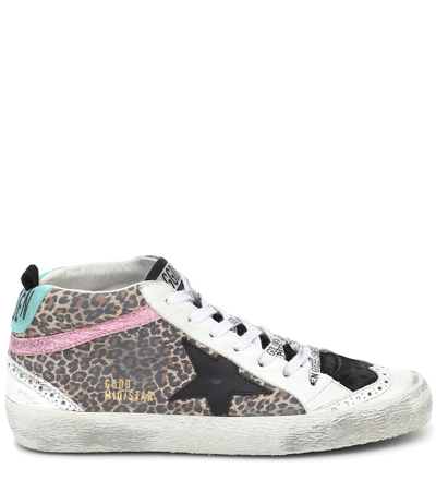 Shop Golden Goose Mid Star Leopard-print Sneakers In Beige