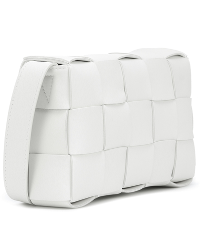 Bottega Veneta Cassette Small Intrecciato Leather Shoulder Bag In White