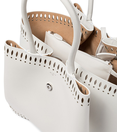 Shop Alaïa Angèle 25 Leather Tote In White