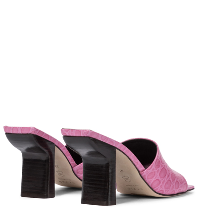 Shop By Far Liliana Croc-effect Leather Sandals In Pink