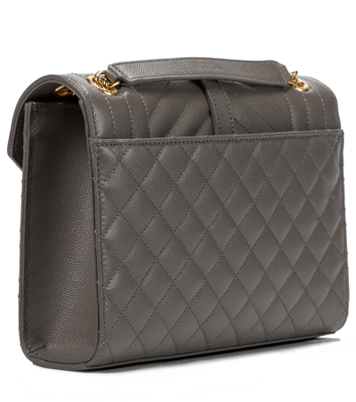 Shop Saint Laurent Envelope Medium Leather Shoulder Bag In Grey