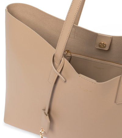 Saint Laurent Shopping E/w Leather Tote In Beige