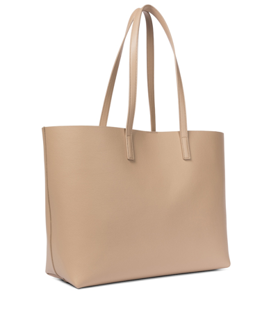 Shop Saint Laurent Shopping E/w Leather Tote In Beige