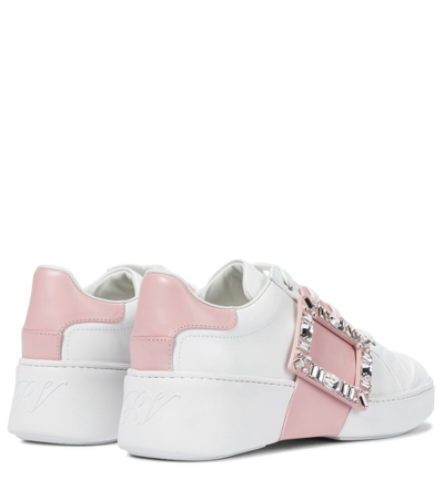 Shop Roger Vivier Viv' Skate Leather Sneakers In White