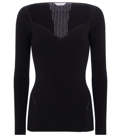 Shop Balenciaga Stretch-knit Sweater In Black