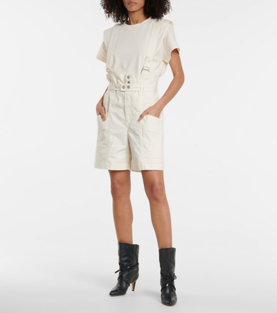 Shop Isabel Marant Effie Linen And Cotton Suspender Shorts In White