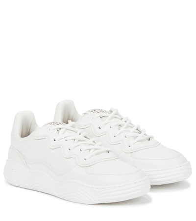 Shop Alaïa Laser-cut Leather Sneakers In White