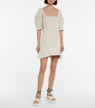 Stella Mccartney Angelina Puff-sleeve Mini Dress In Beige
