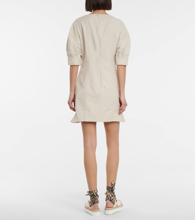 Stella Mccartney Angelina Puff-sleeve Mini Dress In Beige