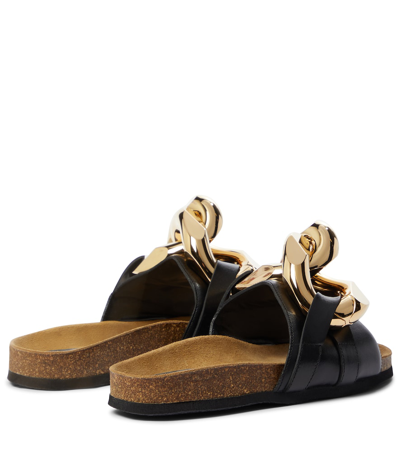 Jw Anderson Embellished Leather Slides In Black