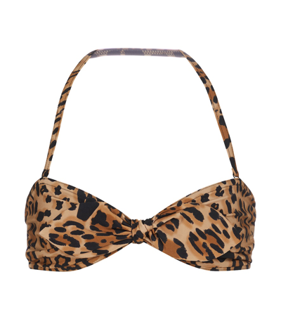 Shop Karla Colletto Bree Leopard-print Bikini Top In Beige