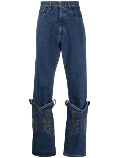 Shop Y/project Straight Jeans In Blue