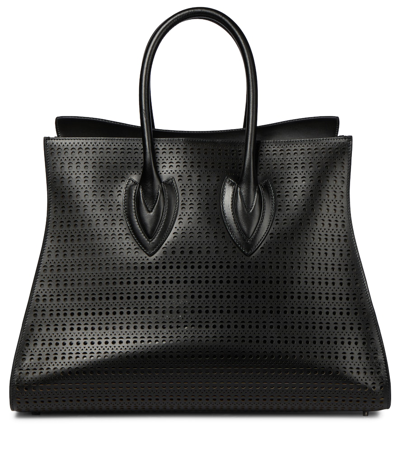 Shop Alaïa Sidi 41 Medium Leather Tote In 黑色