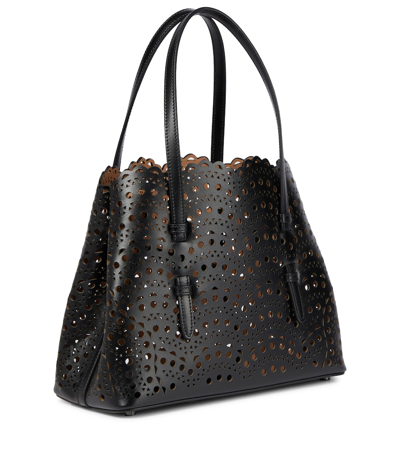 Shop Alaïa Le Mina 25 Vienne Wave Leather Tote Bag In Black